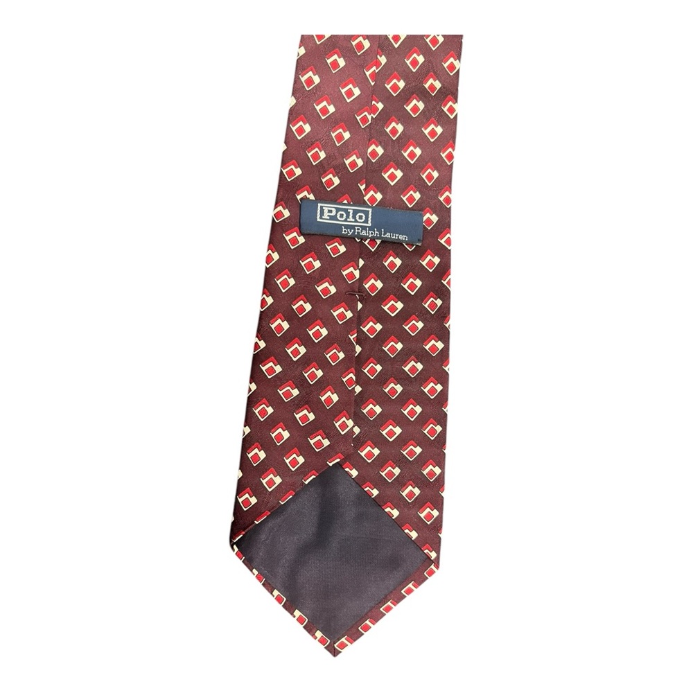 VTG Polo Ralph Lauren Patterned Men's Neck Tie Red 100% Silk Made In Italy Gift